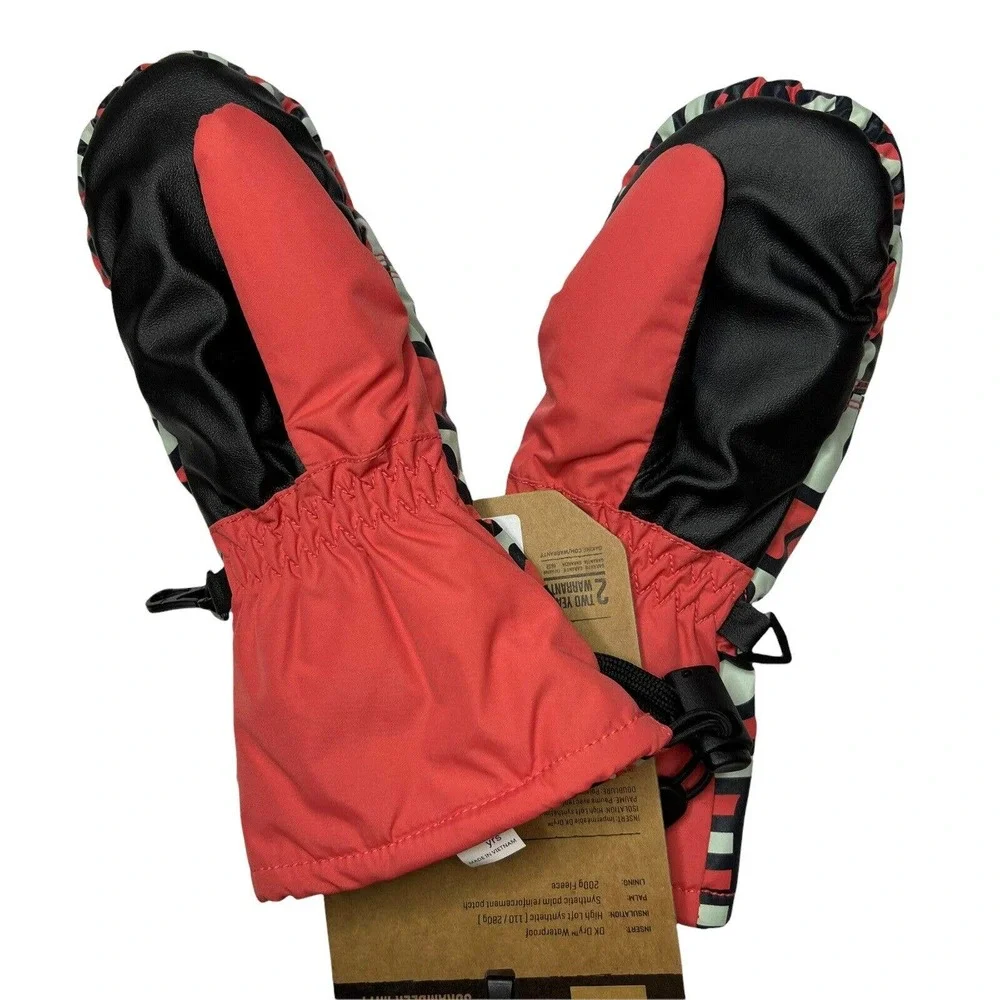 Dakine Kids Mittens - Red and Black Pattern